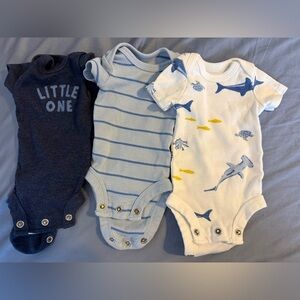 Carter's Blue and White Ocean-Themed Bodysuits